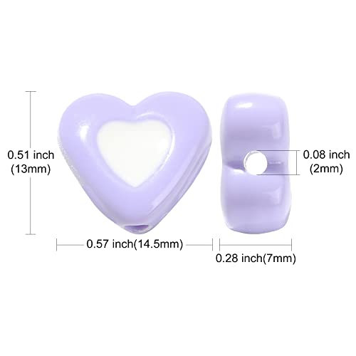 Stiesy 100Pcs Random Color Heart Shape Beads Enamel Heart in Heart Beads Acrylic Candy Color Spacer Beads for DIY Bracelet Necklace Jewelry Making - Image 2