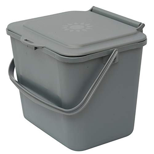 All-Green - Pattumiera da Cucina per Compost, 5 l, Colore: Grigio Argento