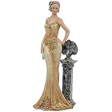 Comfy Hour 13" Luxury Standing Lady Figurine, Art Deco Style Roaring 20s Woman Statue in Champagne Gold, Vintage Glamour Victorian Home Decor Accent, Polyresin Artisan Sculpture, 1 Unit
