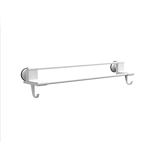 Toalleros Baño Toallero Barra Toalleros Repisa- Accesorios De Baño De Plástico Doble Polo con Gancho De Cocina Estante De Almacenamiento Sin Perforaciones TINATOPWIDE (Color : White, Size : 60.5cm) Cover