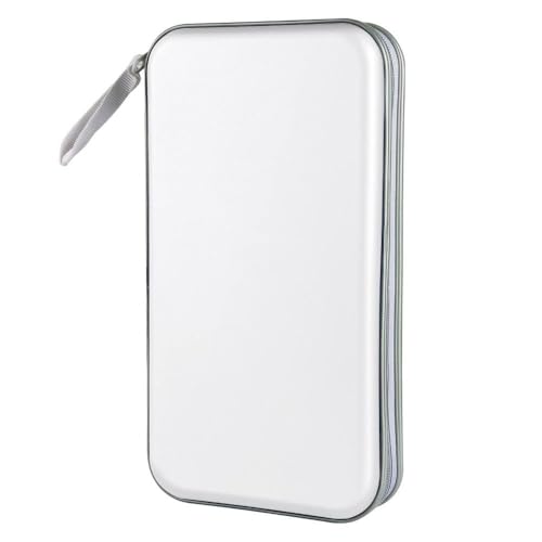 Tragbare Kunststoff-Hartschalen-Aufbewahrungsbox für CDs mit 80 Fächern, Weiß