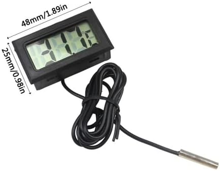 DollaTek 5Pcs Digital LCD Thermometer Temperature Monitor with External Probe For Fridge Freezer Refrigerator Aquarium -Black