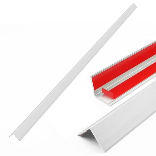 Image of 2pcs 57 inch L*1.42 inch W Aluminum Self-Adhesive Wall Corner Protectors, Wall Furniture Bumper, Safety Baby Proofing Corner Cushion Table Edge, Wide Coverage and Easy to Install - Silver