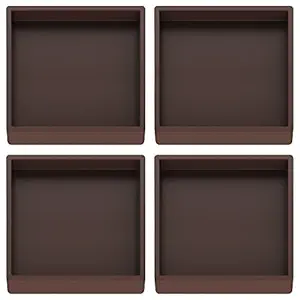 Furniture Coasters Caster Cups Rubber 3.5 inch Square No Slip Pads Hardwood Floors Protectors-for Furniture Legs Sofa Bed Piano Chair Feet Prevent Sliding Stoppers (4, Brown Square 3.5 inch)