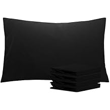 2 Piece Pillow Case Large Fits Even Fluffiest Egyptian Cotton 22 x 32 Inches Including The Pancake Pillow Tall Pillowcase Luxury 1000 Thread Count - Black