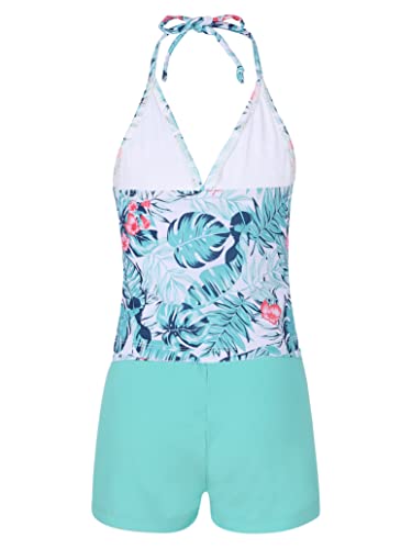 Girls' Summer Tankini Set Halter V-Neck Crop Tops with Bottoms Two Piece Swimsuit Bathing Suit4