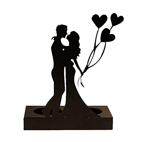 Firlar Handcrafted Iron Sculpture Candlestick Ornament, Wedding Decoration Anniversary Couples Gifts for Valentine Iron Candlestick, Romantic Couple Statue for Anniversaries, Proposal, Balloons
