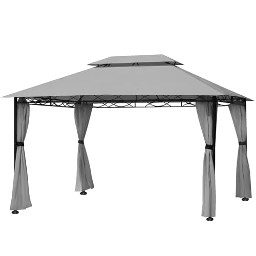 Pavillon 3x3 Wasserdicht Stabil Winterfest, Faltpavillon Faltbar Gartenzelt, Pop Up Partyzelt, Falt Pavillon Zelt mit 4 PCS Sandsack, UV Schutz 50 Metall-Verstrebungen für Camping Grau