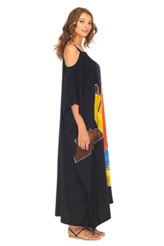 SHU-SHI Womens Kaftan Maxi Dress Cold Shoulder Casual Long Beach Cover Up Plus Size Caftan4