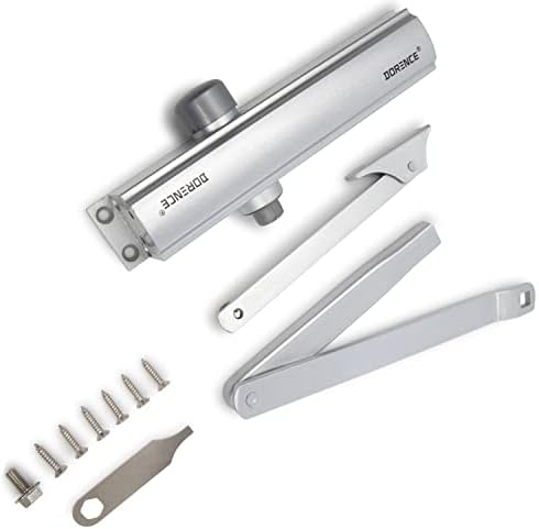 Automatic Adjustable Spring Hydraulic Auto Door Closer Medium/Heavy Duty Designer Residential/Commercial Door Closer. Model DI 100S Silver. Premium and Durable Cast-Iron Construction Materials.