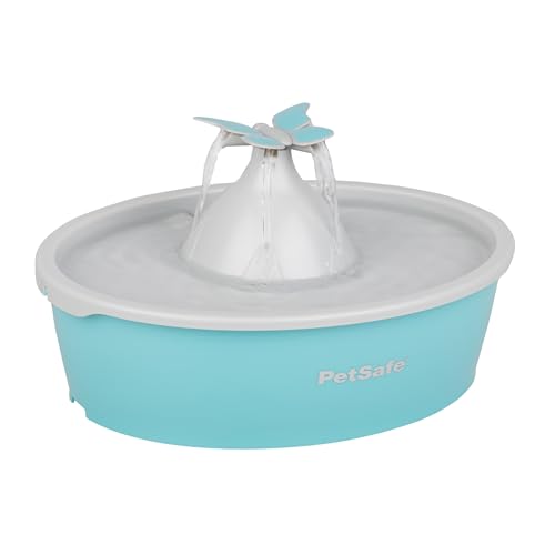 PetSafe Fuente de Agua para Gatos Mariposa con Bomba y filtros, Bonito dispensador de Agua con Capacidad de 50 onzas, Bomba y filtros Mantienen el Agua Limpia y Fresca, el Filtro Contiene 2 Veces más