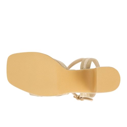 Image of BEACH by Matisse Womens Adelaide Platform Block Ankle Strap Casual Sandals Casual High Heel 3 inch & Up - Beige - Size 10 M