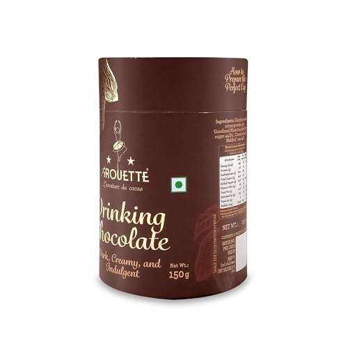 Image of Pirouette Drinking Chocolate | 55% Cocoa | Dark, Creamy & Indulgent | Premium Hot Chocolate Mix with Cocoa Butter, Unrefined Mauritius Dark Brown Sugar & Maldon Sea Salt | No Fillers No milk powder | 150g (6 x 25g Sachets) | Christmas Gifting