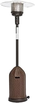 Amazon Basics 46,000 BTU Outdoor Propane Patio Heater with Wheels, Commercial & Residential - Brown Wicker