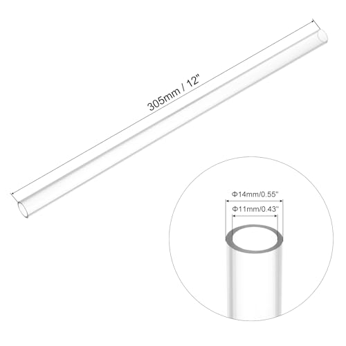 Image of uxcell Clear Rigid Tubing 11mm(0.43 inch) ID x 14mm(0.55 inch) OD x 1Ft Length Round Plastic Polycarbonate Tube