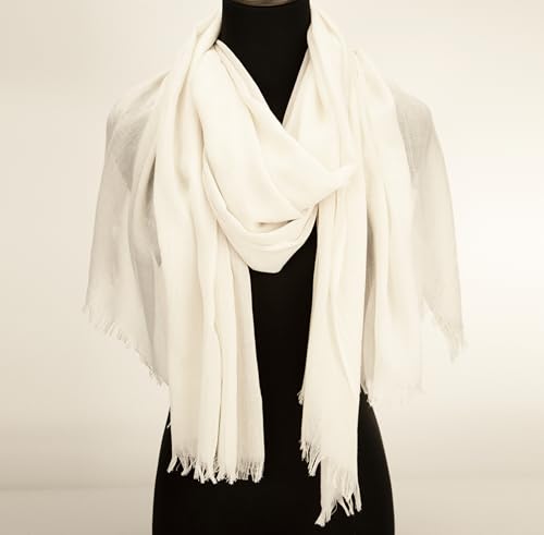Womens-Off White Shawl Scarf - Lightweight Wrap Scarves Shawl Solid Color Sunscreen Scarve for Spring Summer Season Travel3