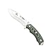 Cudeman Cuchillo 124-V* JJSK1 Hoja de Acero Inoxidable MoVa 1.4116 de 12 cm empuñadura de micarta Verde de 11,5 cm para Caza, Pesca, Supervivencia y bushcraft + Portabotellas Regalo