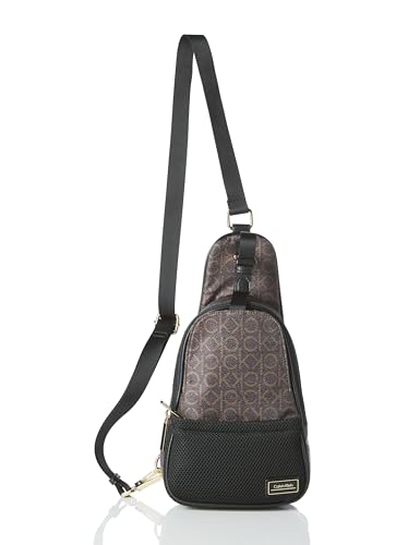 Calvin Klein Mochila feminina Jessie Organizational Sling, marrom/cáqui/preto, One Size
