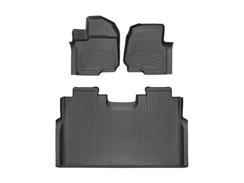 WeatherTech FloorLiner HP Custom Fit Floor Mats for Ford F-150, F-150 Raptor, F-150 Lightning (Crew Cab, Bucket Seats) w/o Fold Flat Storage - 1st & 2nd Row (44697-1-2IM), Black