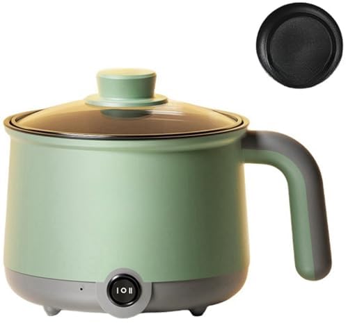Ziuuihu電気鍋 ポータブル電気鍋 1.8L ホットポット 電気ミニホットポット 蒸し器付き 多機能電気調理鍋 片手鍋 蒸す・煮る・炒める・炊飯 鍋 ひとり暮らし炊飯器 ミニ電気炊飯器 ノンスティック お手入れ簡単 麺調理器 ラーメン調理器 餃子 ステ