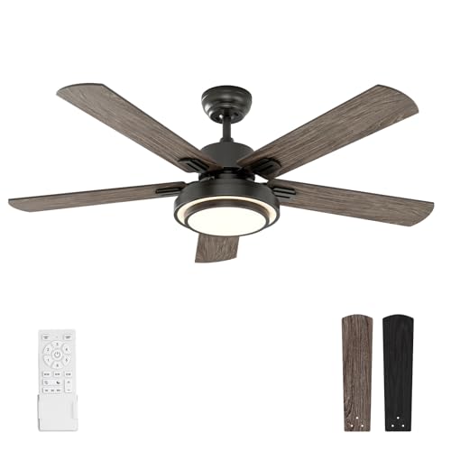 warmiplanet Ceiling Fan with Lights Remote Control, 52 Inch, Black (5-Blades) by warmiplanet - Used condition - CA$93.46
