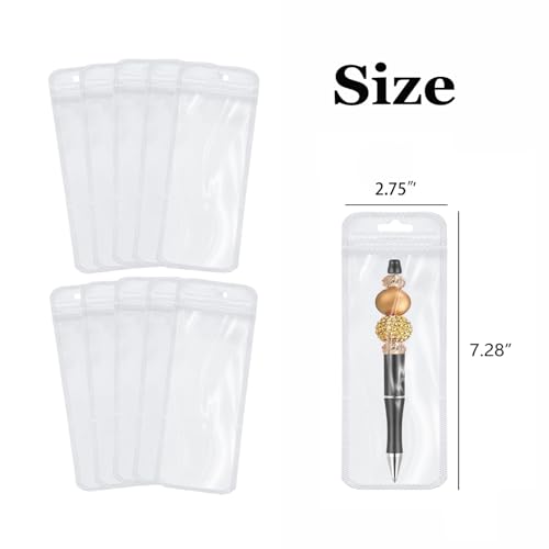 Image of 100 Count Pen Packaging Bags for Small Business,Clear Resealable Beadable Pens Packaging Zipper Pouch Bag for Jewelry, Pen,Lipgloss 2.75x7.3inch