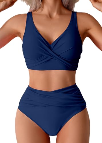 Sangdut Bikini Damen Set Push up High Waist Sexy Triangel Breites Unterbrustband Mit Cups Zweiteiliger Badeanzug Swimsui...