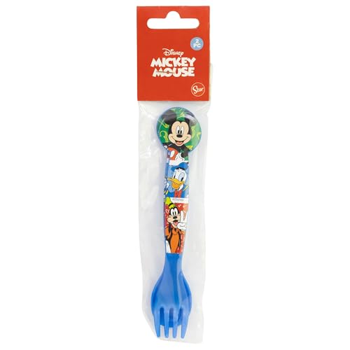 STOR Set 2 Couverts Enfant Mickey Mouse Plastique - Fourchette et Cuillère Réutilisables avec Design Arrondi Sécurisé pour Enfants Sans BPA