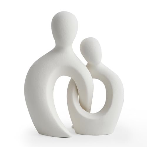 Octdays WLB926 White Couple Statue Love Sculpture: Ceramic Couple Figurine Abstract Art Statue Modern Home Decor thumb #8
