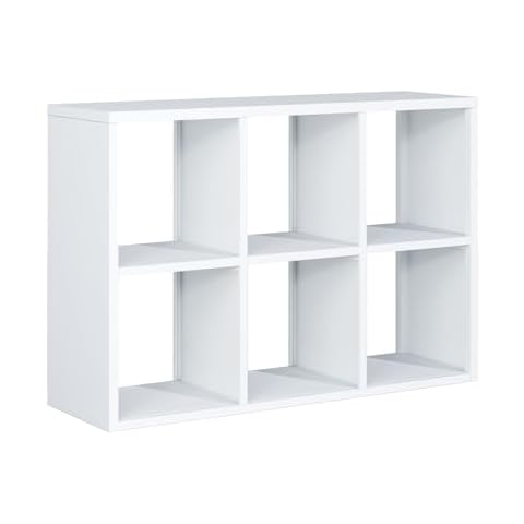 IRONMIX Modern 6 Cube Storage Organizer, Metal Storage Cubes, Bookshelf with Storage Cabinet, 2 Tier Short Bookcase Open Shelf, DIY Cube Bookshelf Display Cabinet for Home Office Library (White, 1037) Cover