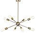 VINLUZ Sputnik Chandelier Contemporary 8 Lights Brushed Brass Modern Pendant lighting Gold Mid Century Ceiling Light Fixture for Dining Room Bed Room Kitchen Room UL Listed