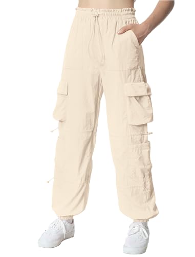 Image of EXARUS Girls Parachute Pants Cargo Hip Hop Wide Leg Baggy Y2K Teen