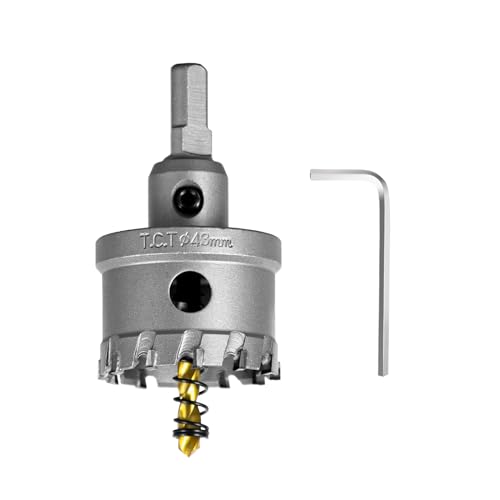 Image of SALI 1-11 /16 inch (43mm) TCT Hole Saw Kit Tungsten Carbide Tipped Hole Saw Drill Bit with Titanium-Plated Pilot Drill bit for Metal, Stainless Steel, Iron, Wood, Plastic