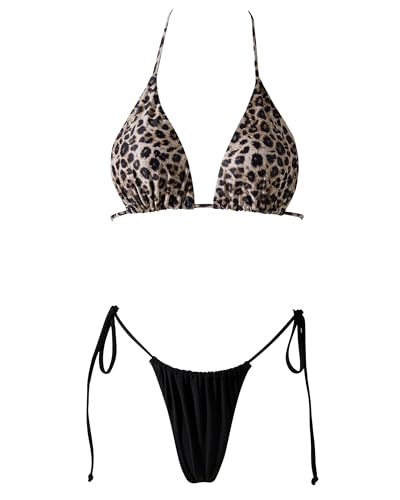 Image of MOSHENGQI Women Sexy Brazilian Bikini 2 Piece Spaghetti Strap Top Thong Swimsuit Bathing Suit