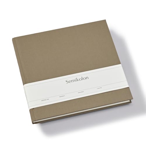 Semikolon 370071 Gästebuch - 25 x 23 cm - mit 180 blanko Seiten zum Selbstgestalten, Lesezeichen - fango beige