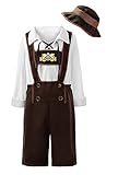 JerrisApparel Boys Oktoberfest Costume Halloween Cosplay Lederhosen Beer Festival Suit (Brown, 4-6 Years)