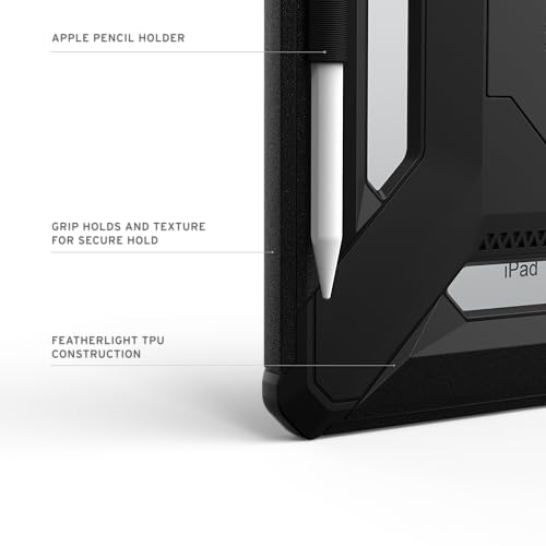 Image of URBAN ARMOR GEAR UAG Designed for iPad 11 inch A16 11th Gen 2025 Case A3354 A3355 - Rugged Protective Cover with Kickstand and Pencil Holder Scout Plus Black