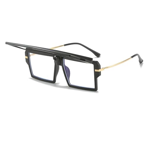 Lunettes de soleil à rabat une pièce noir style punk pour hommes et femmes UV400