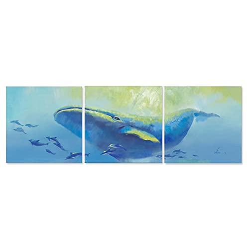 クジラの絵 ウォールアート 装飾 青いクジラ 海の絵画 海の下 クジラ ポスター モダン 海の動物 アートプリント キャンバス 子供部屋 保育園 オフィス リビングルーム ホームデコレーション フレーム入り 12インチx12インチx3パネル