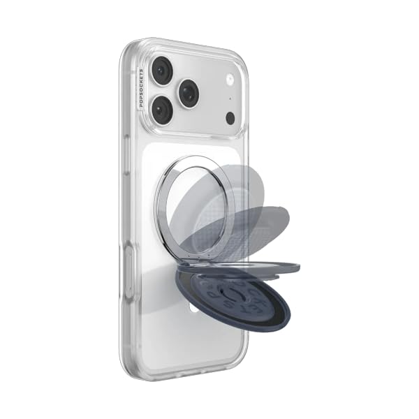 Image of PopSockets Kick-Out Grip for MagSafe, Adjustable Kickstand for Portrait or Landscape, Magnetic Stand, Navy Blue - Knurl Navy