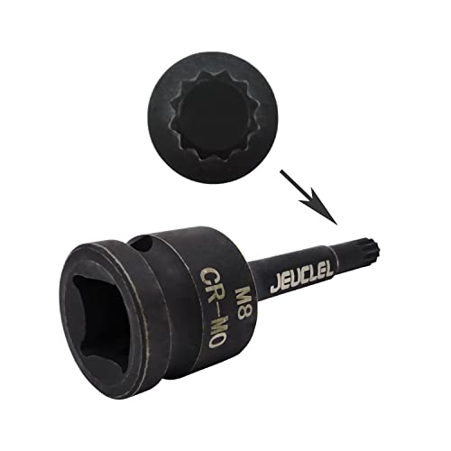 Jeuclel M8 Impact Spline Bit Socket, 8Mm Metric 1/2-Inch Impact Drive Triple Square Socket, Cr-Mo Steel Lengthen Screwdriver Socket Adapter #TOP4