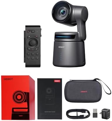 OBSBOT Tail Air & Smart Remote Combo, Streaming Camera with AI Tracking PTZ, Intelligent APP, Gesture Control, HDMI/USB-C/Wireless Webcam, Video Cameras for Filming, Worship, Content Creator, etc.