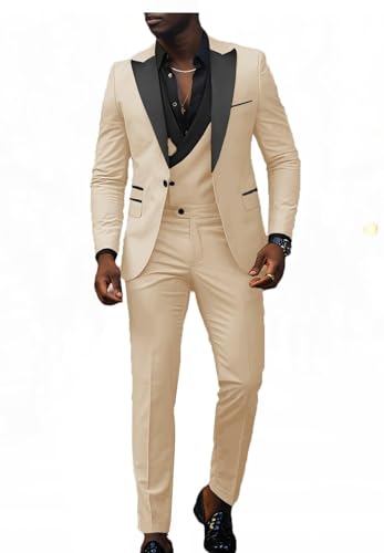 VENNYNG Men's Wedding Suits Slim Fit Formal Suit Daily Business 3 Piece Single Breasted One-Button