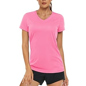 MAGCOMSEN Women’s T Shirts V-Neck Short Sleeve UPF 50+ Sun Protection Performance Quick Dry Athletic Shirts Tee Tops