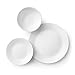 Corelle Vitrelle 18-Piece Service for 6 Dinnerware Set Triple Layer Glass and Chip Resistant, Lightweight Round Plates and Bowls Set, Winter Frost White