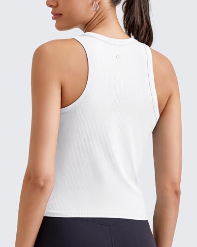 Image of G4Free Workout Tank Tops for Women Slim Fitted Racerback Ribbed Athletic Gym Yoga Tanks Summer Casual