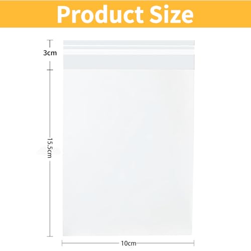 Cellophane Bags, Cydaluya 4x6 inches Clear Cellophane Bags,3 Mils Thickness 100pcs Clear Self-adhesive Bag for Sweets,Fruit,Cookies.(10 * 15.5cm)