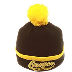 Zephyr Oregon Ducks Yellow Pom Top Beanie Black