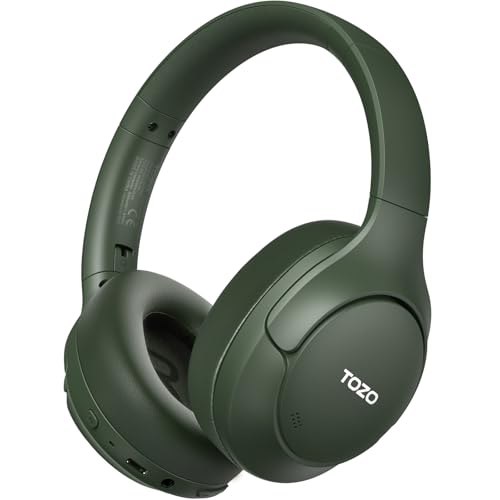 Image of TOZO HT3 Hybrid Noise Cancelling Headphones, 90H Battery Life Wireless Over Ear Bluetooth 6.0 Foldable Headset, AI Voice Assistant with 5 Mics, Connect 2 Devices and Hi-Res Sound, 32 EQ Audio Presets