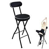 AMZBNEIDI Seggiolone Imbottito Pieghevole, Seggiolone Pieghevole Imbottito Nero da 22/24/26 Pollici con Schienale e poggiapiedi, Sgabello Portatile(Black1pcs,Sitting Height 26in)